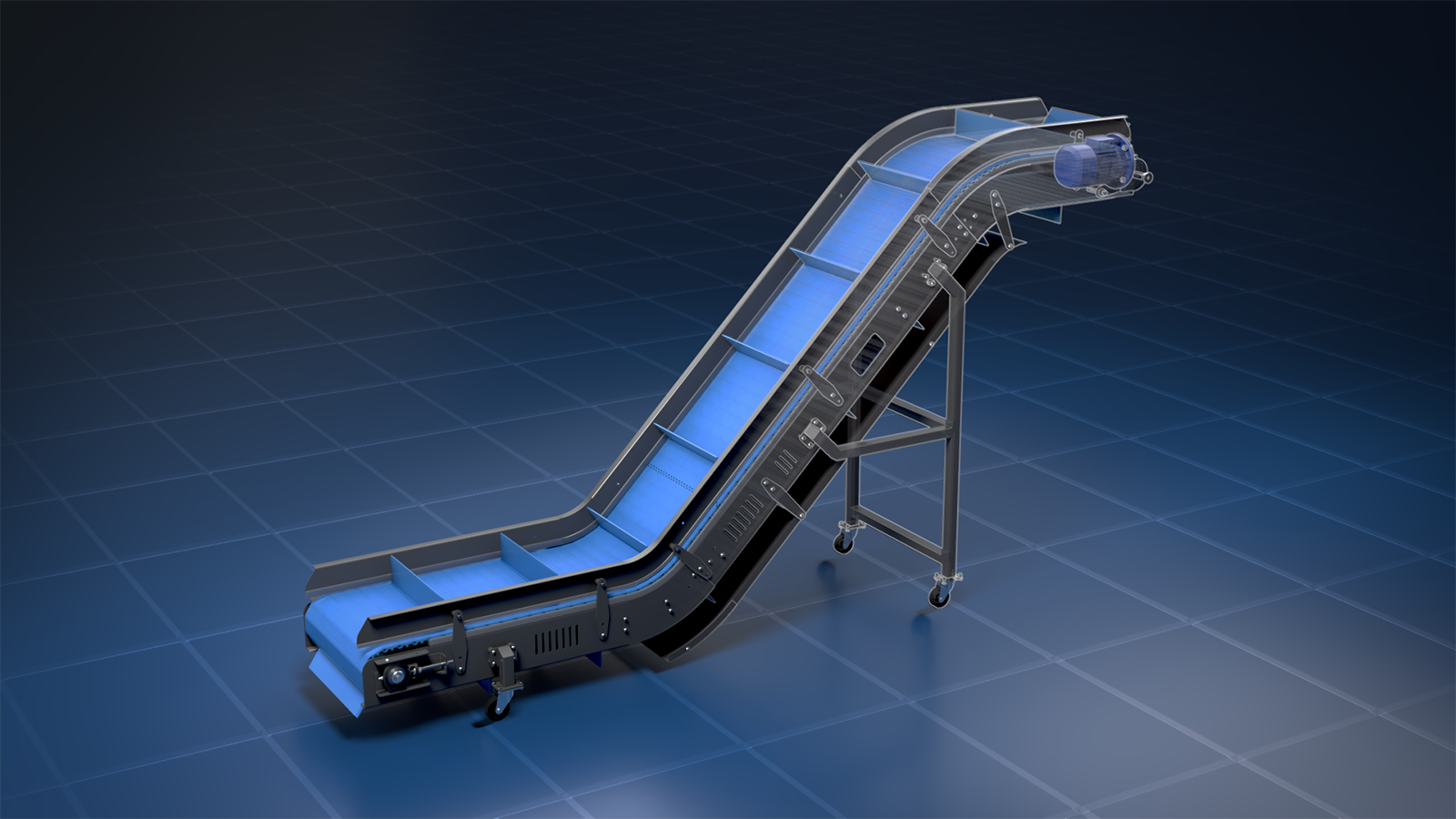 Photoreal industrial product render built from CAD